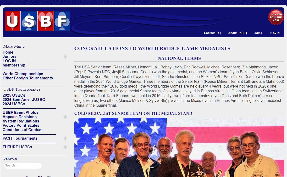 USBF - United States Bridge Federation web site