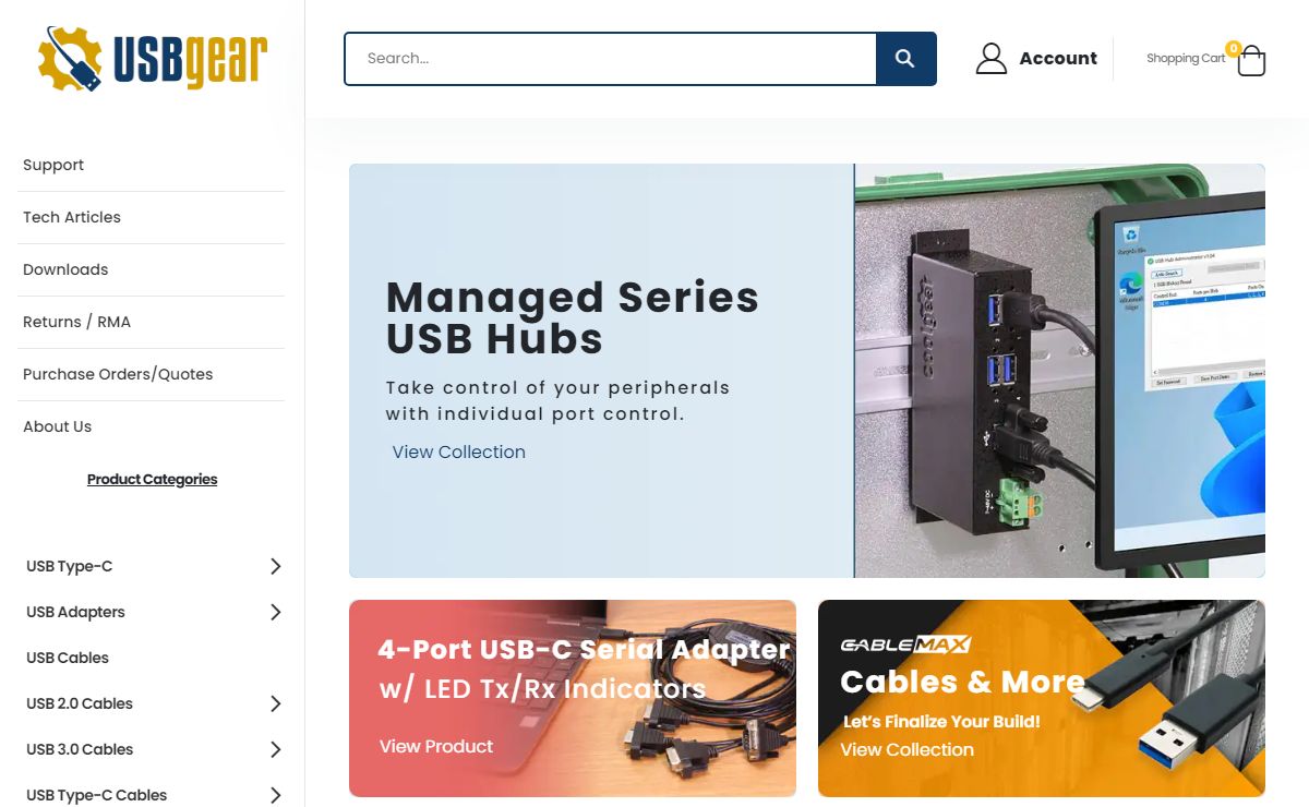 USBGear - USB Hubs, Chargers, Cables and More