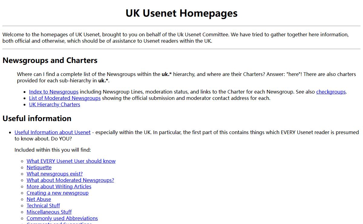 UK Usenet Homepages