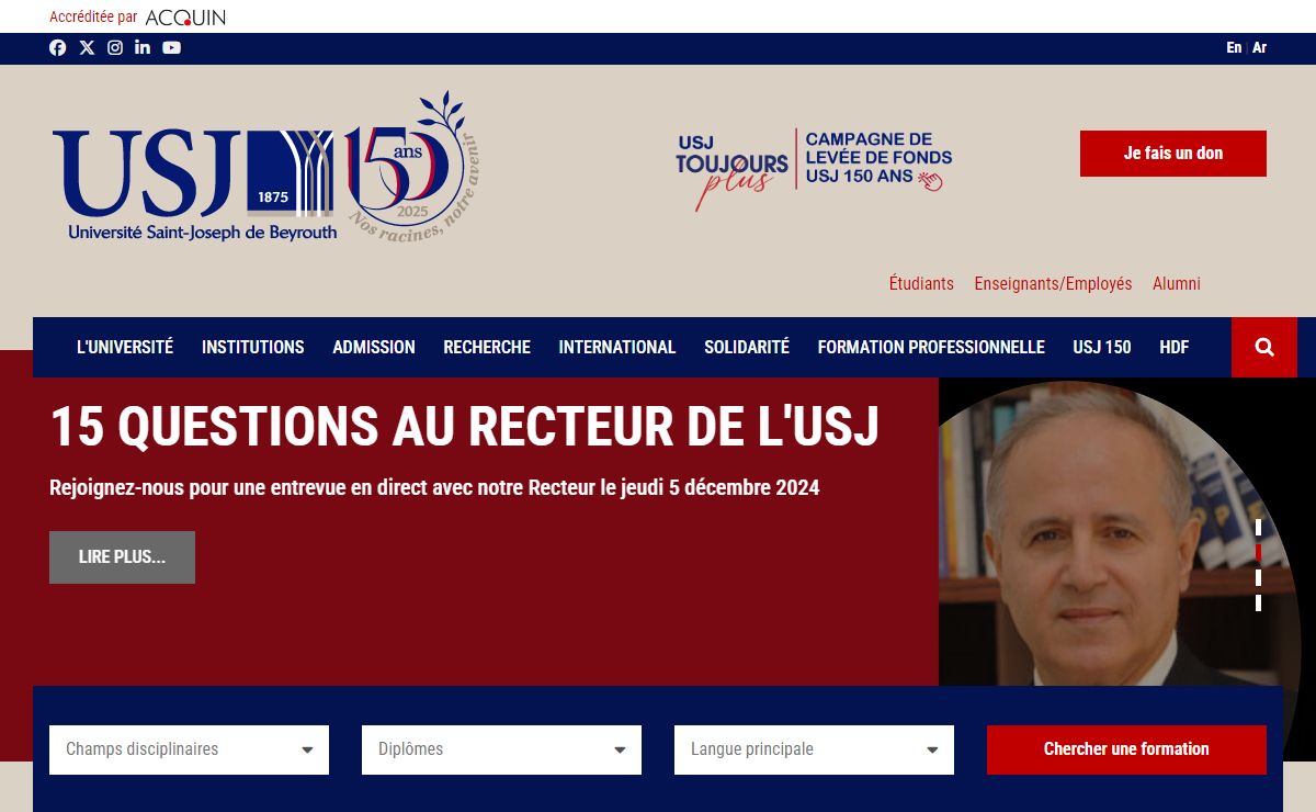 Site de l'Université Saint-Joseph de Beyrouth - USJ