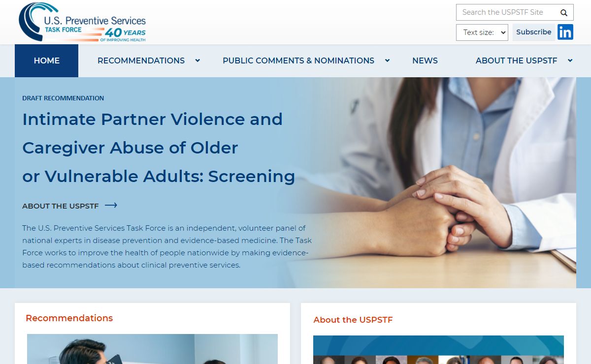 Home page | United States Preventive Services Taskforce