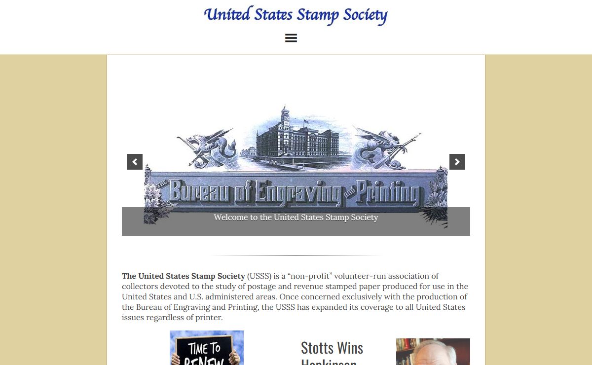 United States Stamp Society – A non-profit, volunteer-run association of collectors.