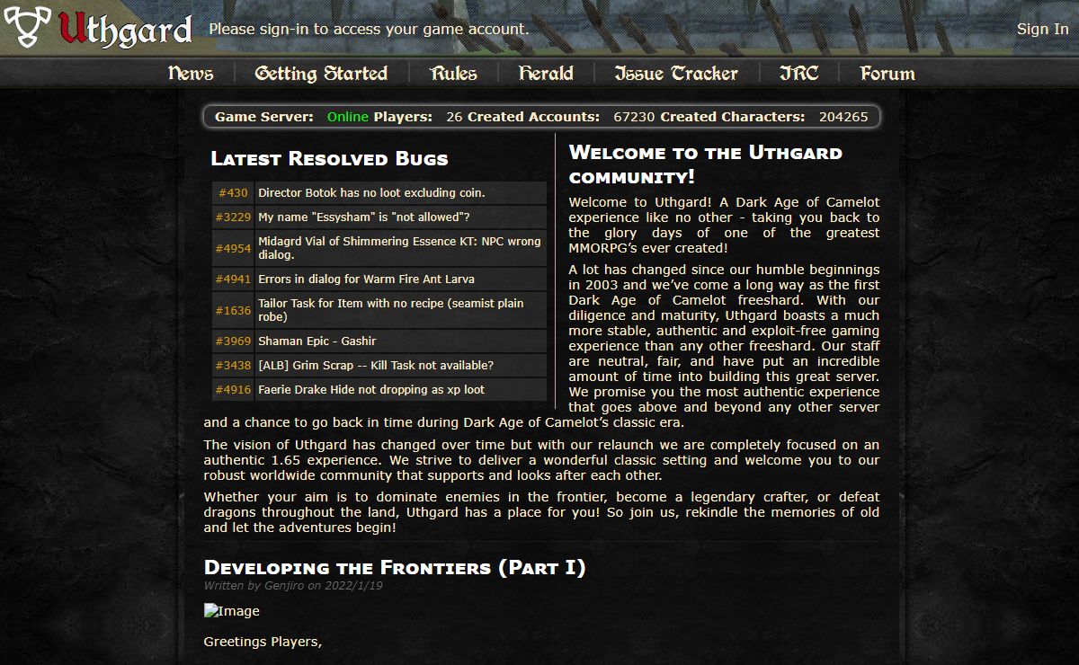 Uthgard – Classic Dark Age of Camelot Community Server