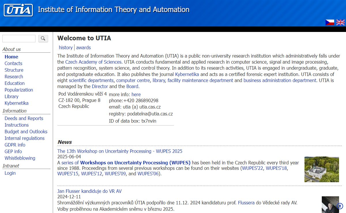 Welcome to UTIA | Institute of Information Theory and Automation