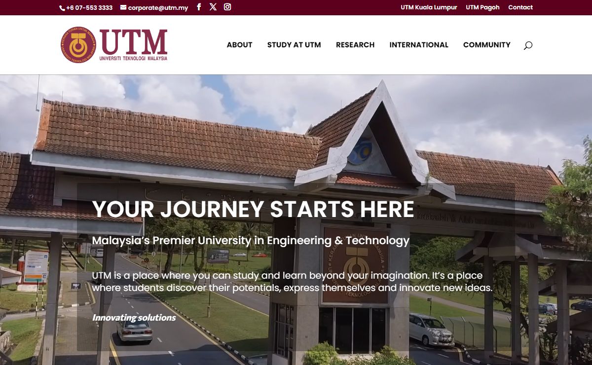 Homepage UTM | Welcome to Universiti Teknologi Malaysia | Official Web Portal of Universiti Teknologi Malaysia