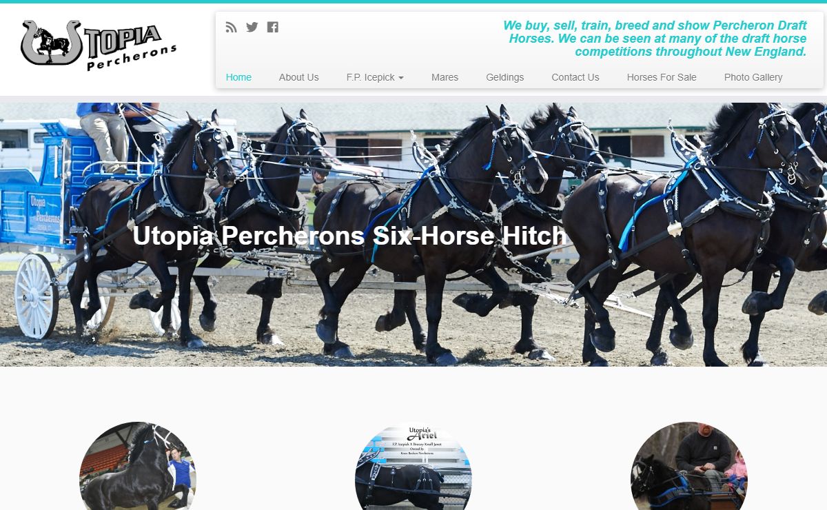 Utopia Percherons – We buy, sell, train, breed and show Percheron Draft Horses. We can be seen at many of the draft horse competitions throughout New England.
