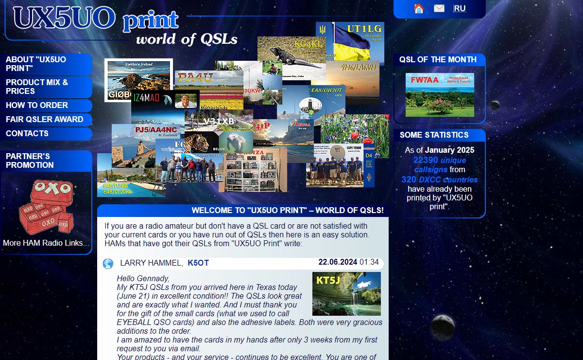 UX5UO print >> Welcome to "UX5UO Print" – world of QSLs!