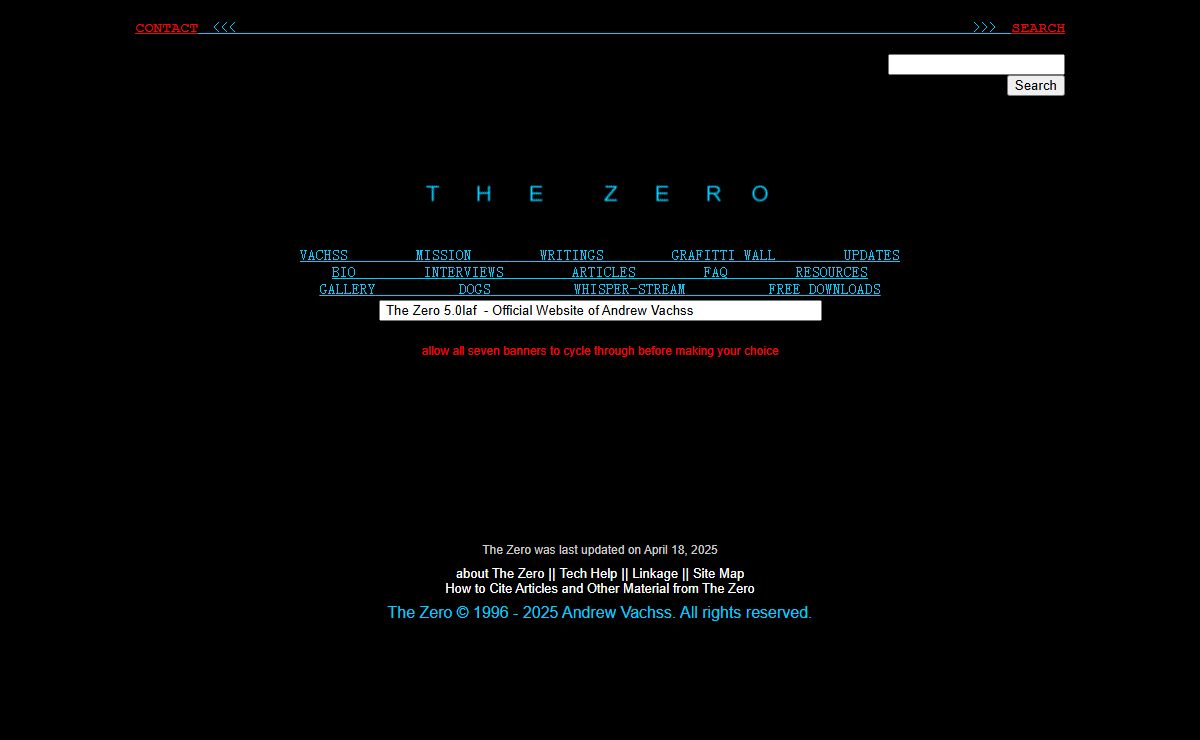 The Official Website of Andrew Vachss : The Zero 5.0laf