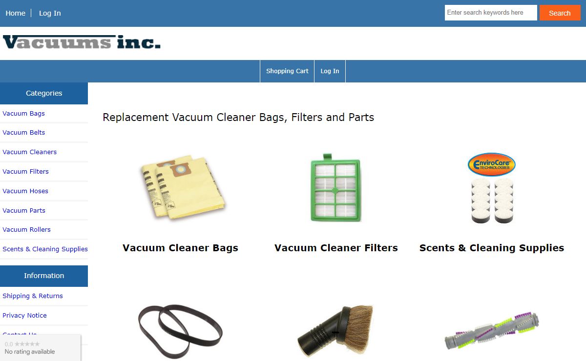 Vacuum Cleaner Parts and Supplies at www.VacuumsInc.com