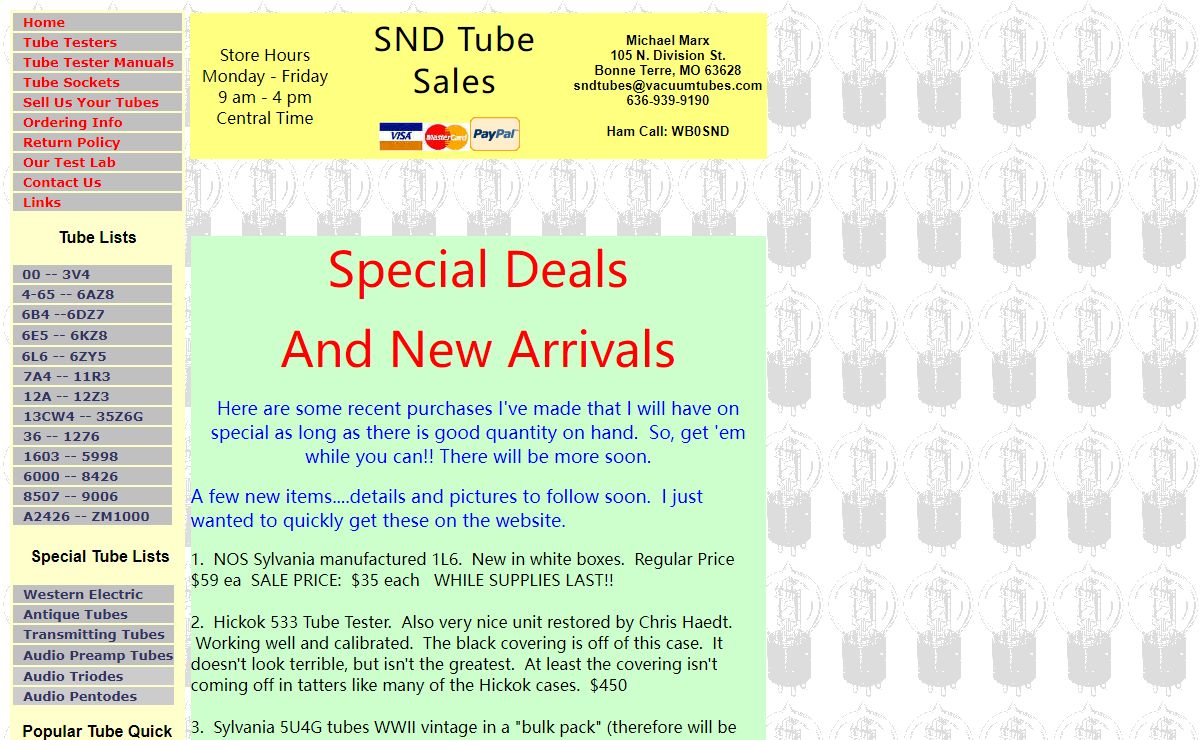 Vacuum Tubes, Electron Tubes, Tubes, Tube Testers and Electronic Parts