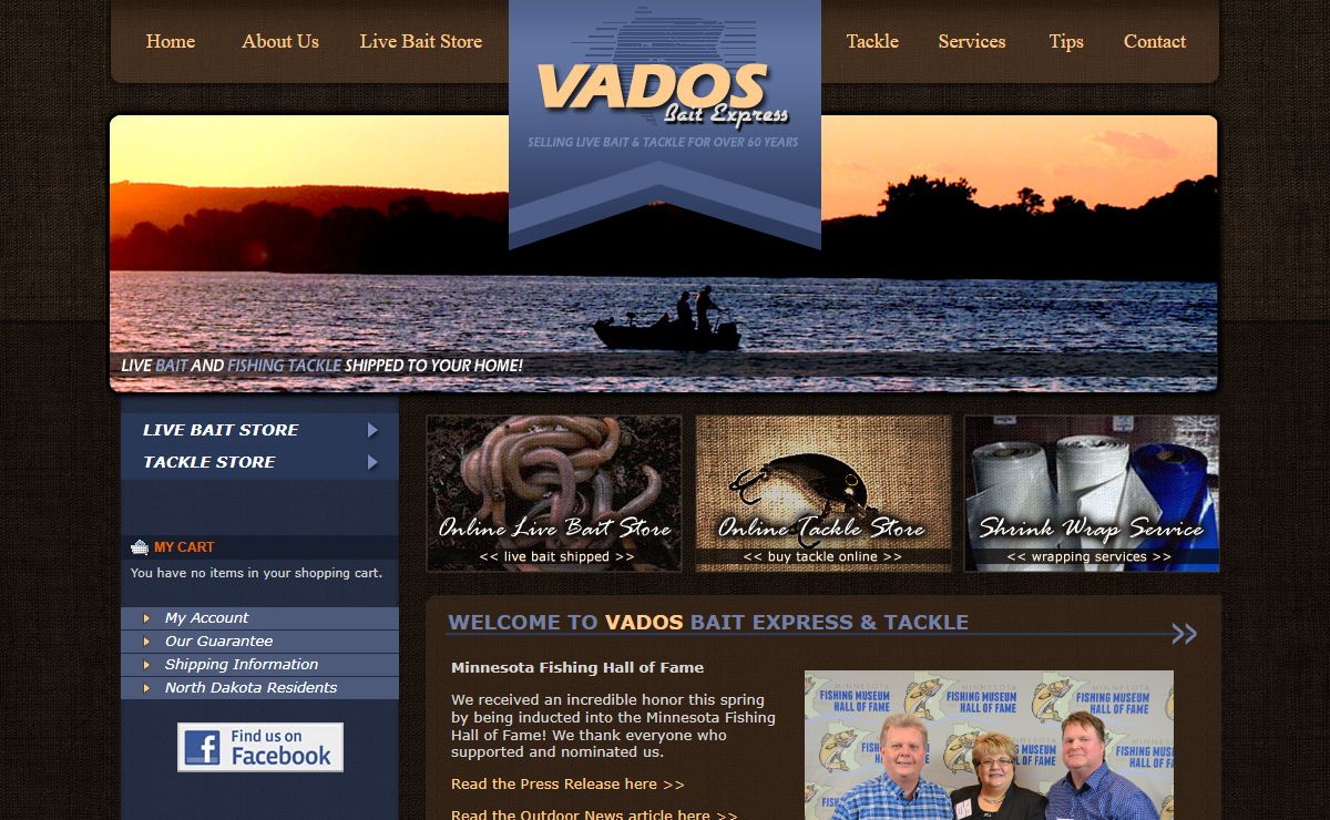 Vados Bait Express: www.vadosbait.com Home page - A Local Minnesota Live Bait Delivery Service Offering you live Leeches, Night Crawlers, Wax & Meal Worms, Mousees & Maggots