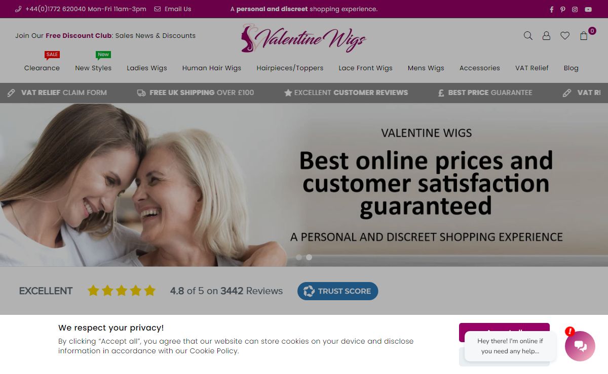 Valentine Wigs | Ladies Wigs & Hairpieces | UK Wig Supplier