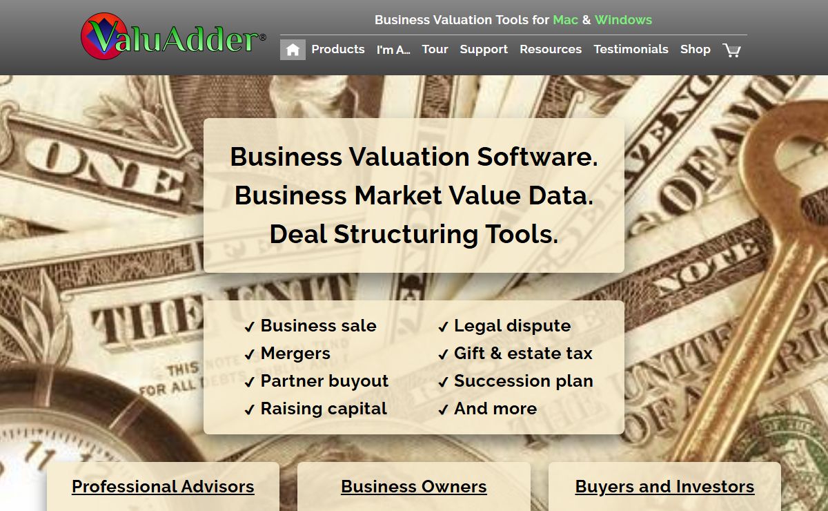 Business Valuation Software. Deal Structuring Tools. Business Market Value Data – ValuAdder