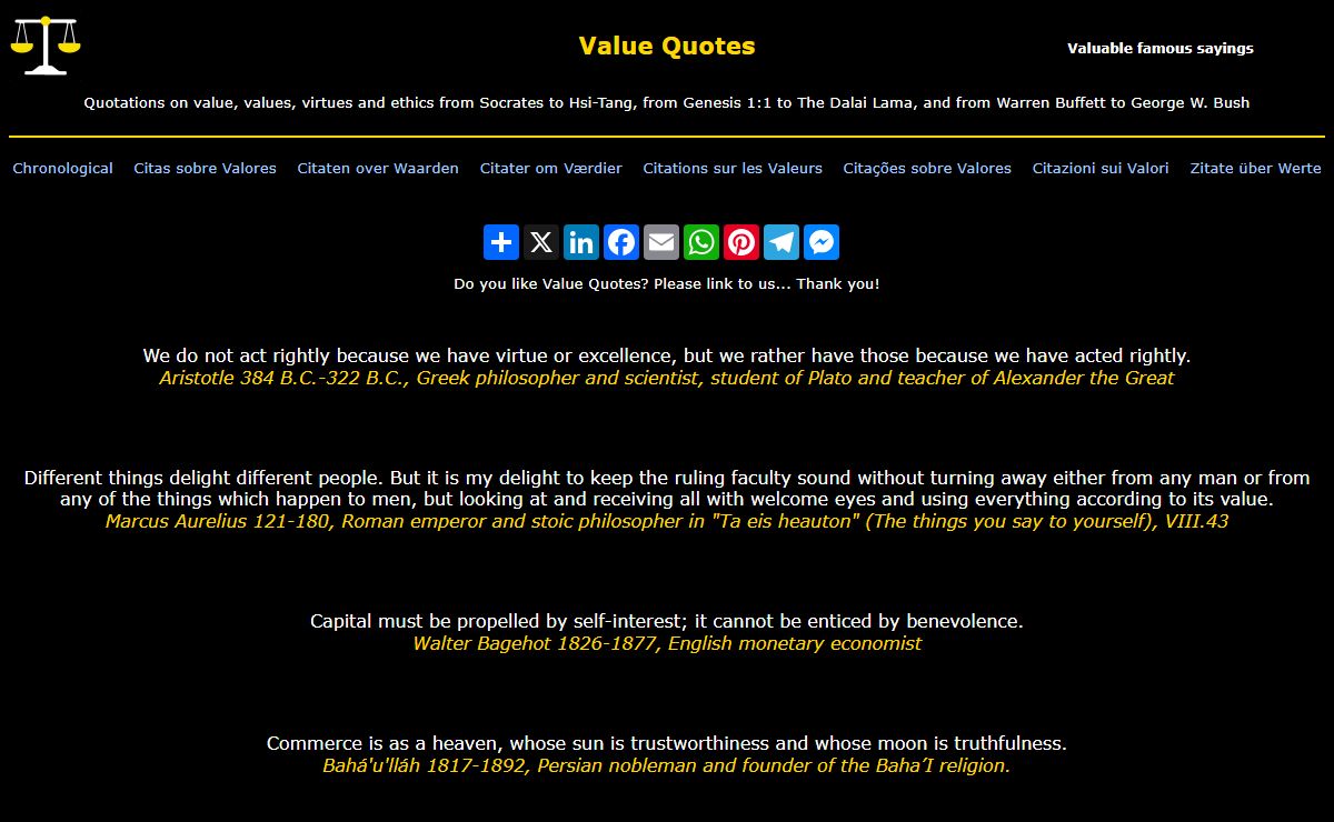 Value Quotes - Ethics Quotations on Value and Values