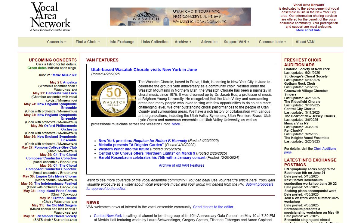 Vocal Area Network: New York's home for vocal ensemble music