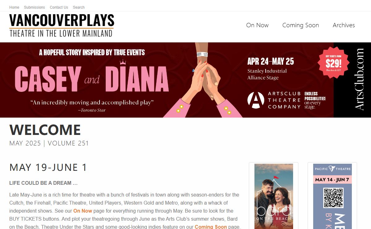 vancouverplays: Vancouver's arts and culture website providing theatre news, previews and reviews | What's On