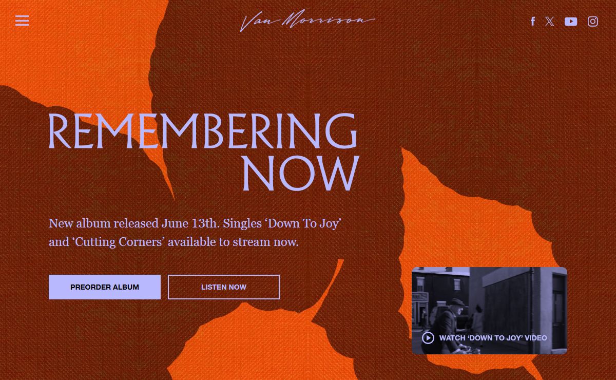 Van Morrison Official Website | Tours, Music, Songs