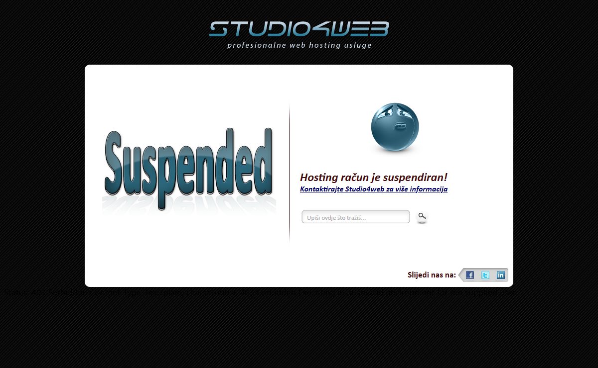 Suspendiran hosting račun