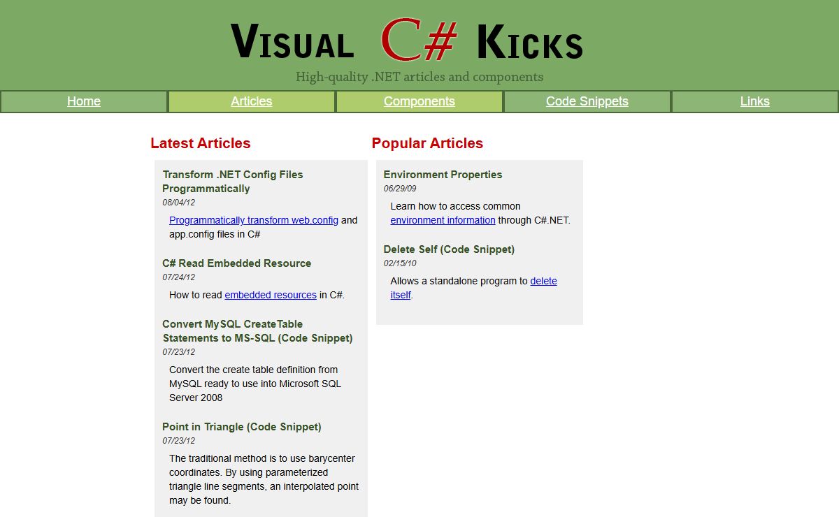 Visual C# Kicks - CSharp Programming .NET Free Source Code and Downloads