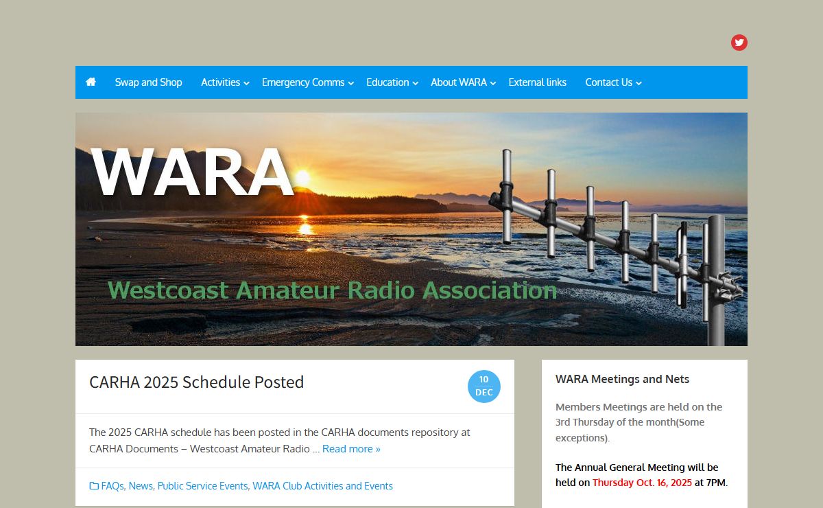 Westcoast Amateur Radio Association – Website of the Westcoast Amateur Radio Association, Victoria BC