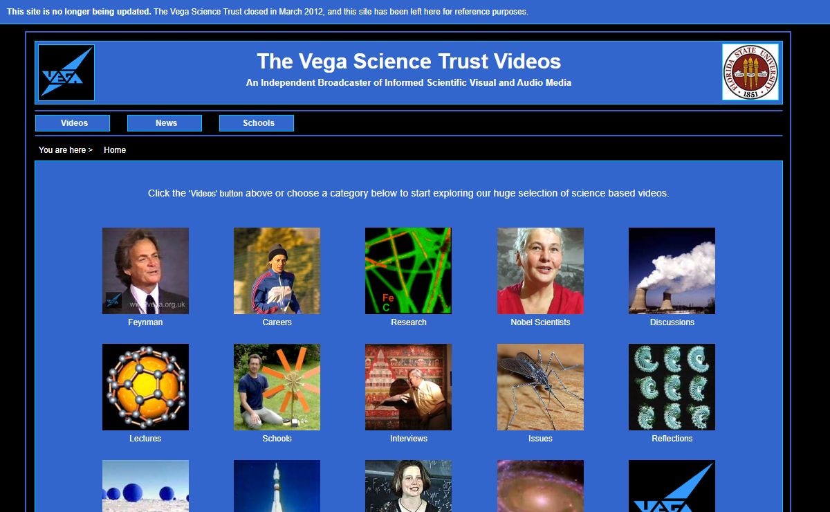 The Vega Science Trust - Science Video - Homepage