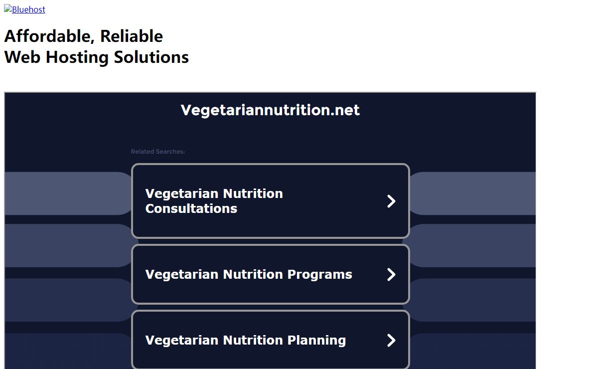 Welcome vegetariannutrition.net - BlueHost.com