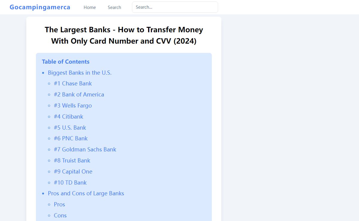 The Largest Banks - ​​How to Transfer Money With Only Card Number and CVV (2024)