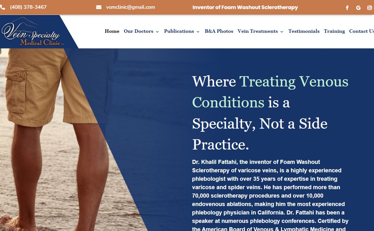 Varicose Vein Specialist San Jose | Los Gatos & Campbell Vein Speciality Medical Clinic | Foam Sclerotherapy & BOTOX, Spider Veins Treatment / Scleotherapy by Doctor Khalil Fattahi