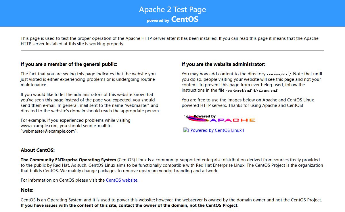 Apache HTTP Server Test Page powered by CentOS