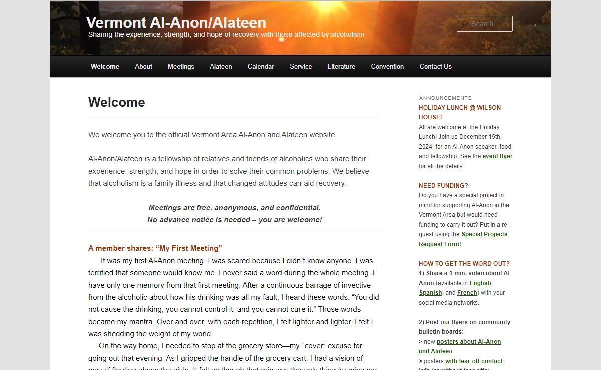 Vermont Al-Anon/Alateen | Sharing the experience, strength, and hope of recovery with those affected by alcoholism