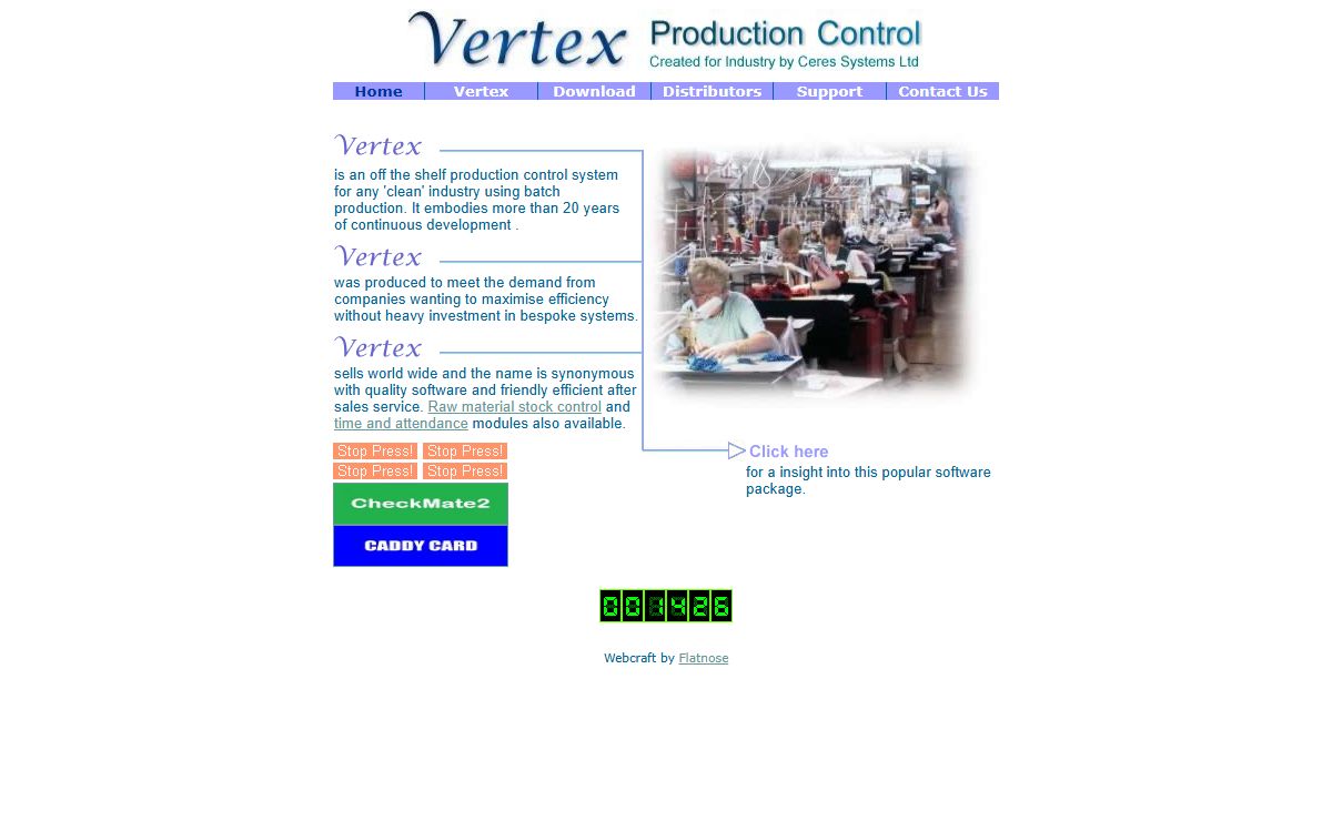 Production control, time and attendance by Vertex, England - production control comes of age, - Home