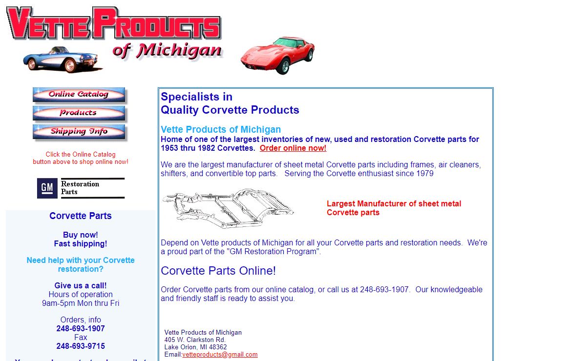 Corvette parts - Vette Products of Michigan