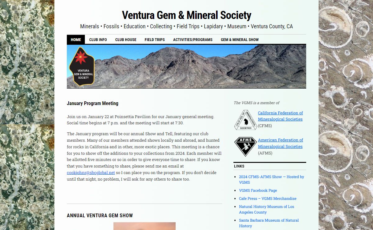 Ventura Gem & Mineral Society | Minerals • Fossils • Education • Collecting • Field Trips • Lapidary • Museum • Ventura County, CA