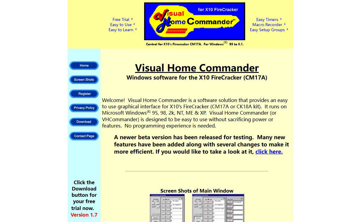 Visual Home Commander! Software for X10 FireCracker CM17A