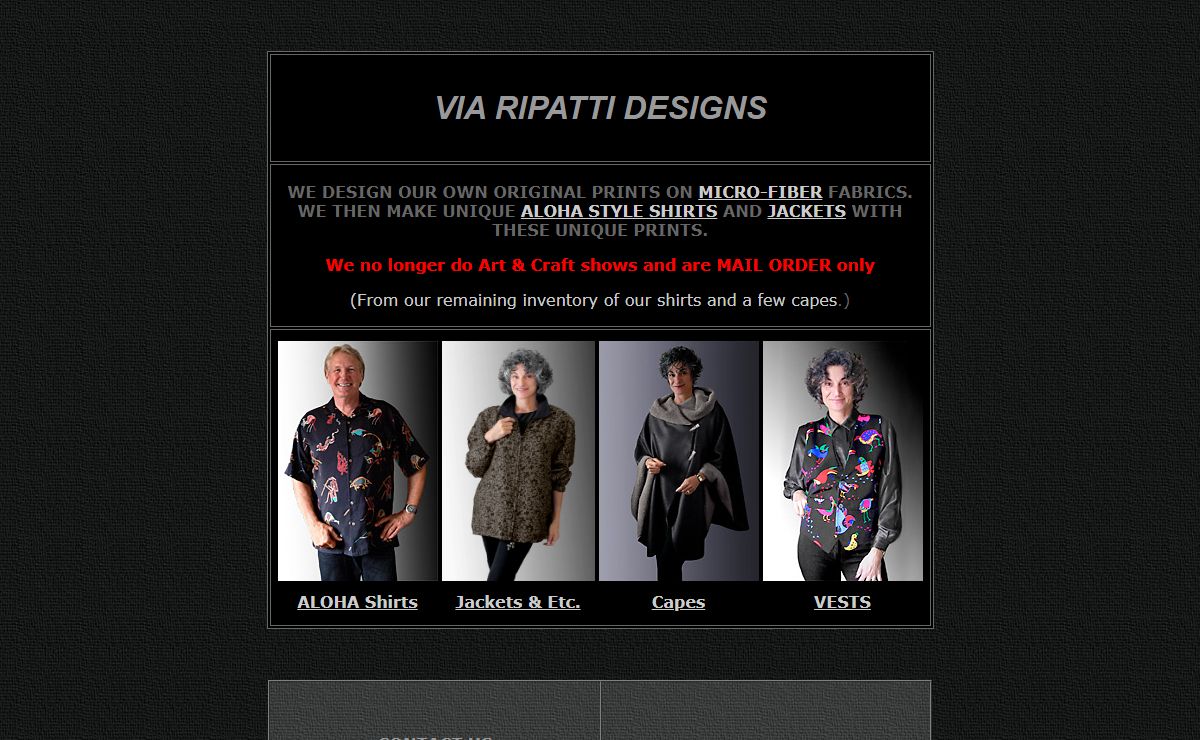 Via Ripatti Designs Original Aloha shirts and prints, Capes, coats, jackets