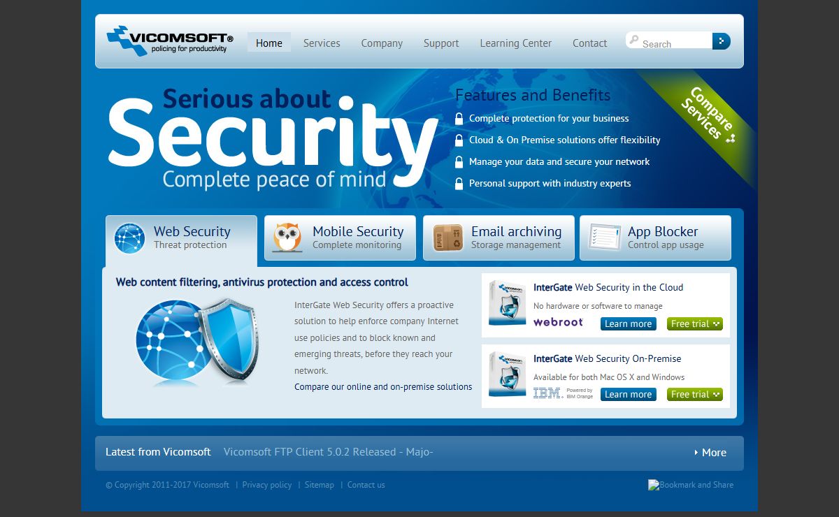 VICOMSOFT - Mac OS X & PC / Spam and Virus Protection / Web Filtering / Application Blocking
