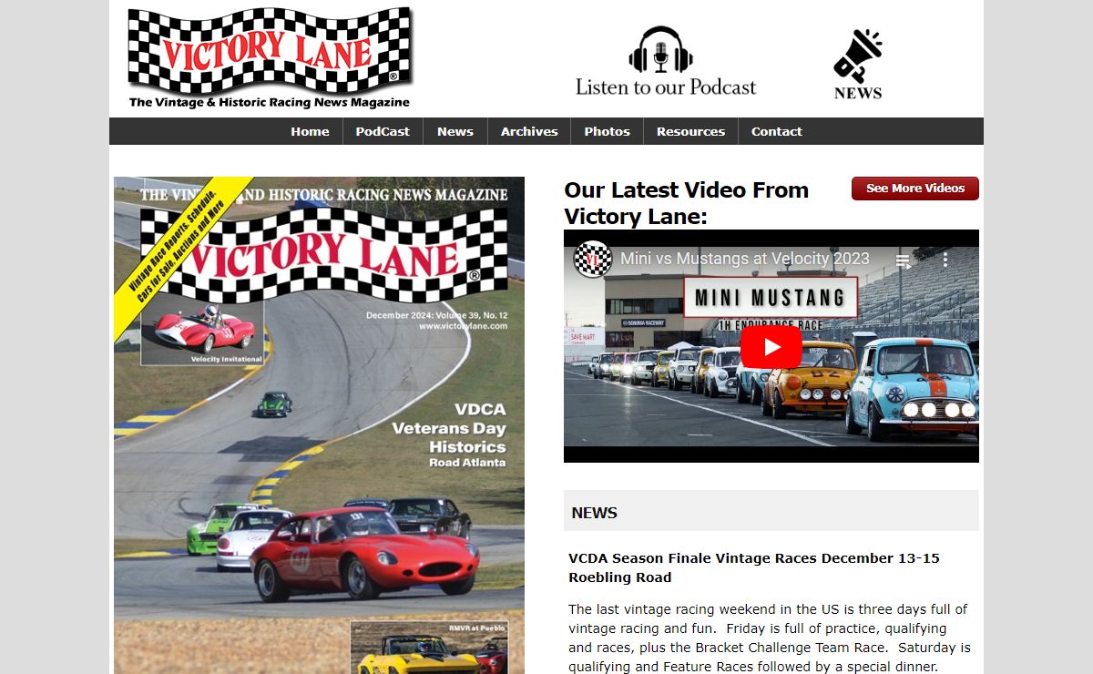 Victory Lane Vintage and Historic Racing News Magazine