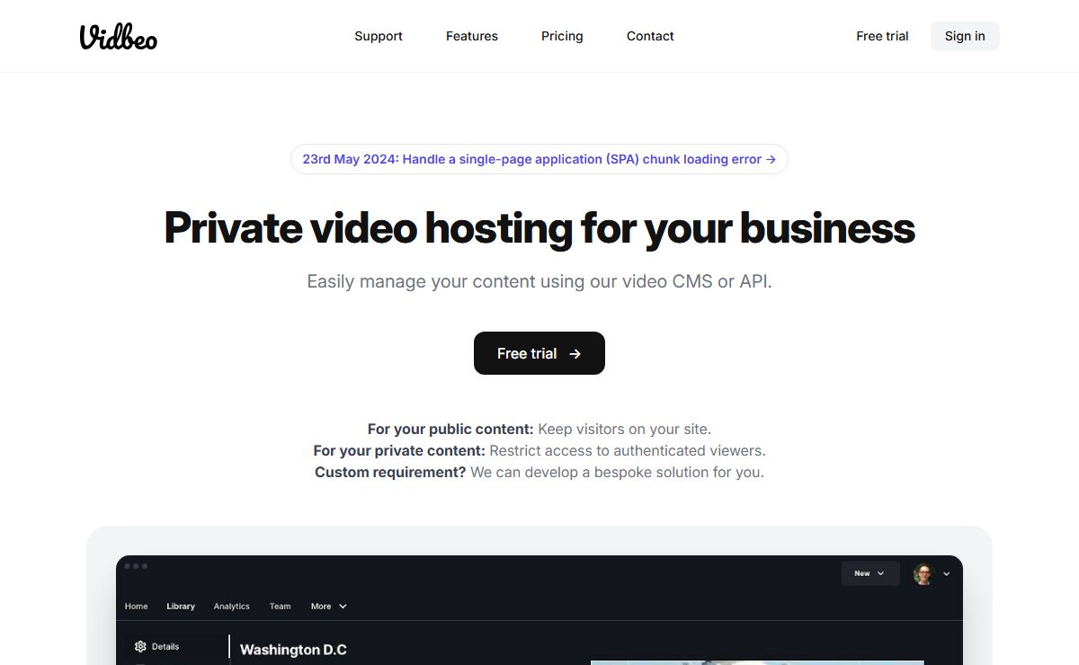 Private and professional business video hosting