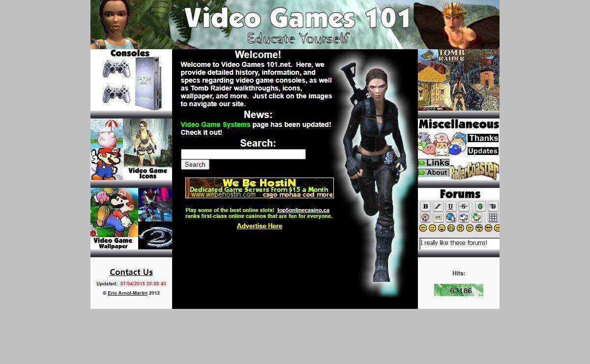 Video Games 101.net - Video game systems, Tomb Raider walkthroughs, and more.
