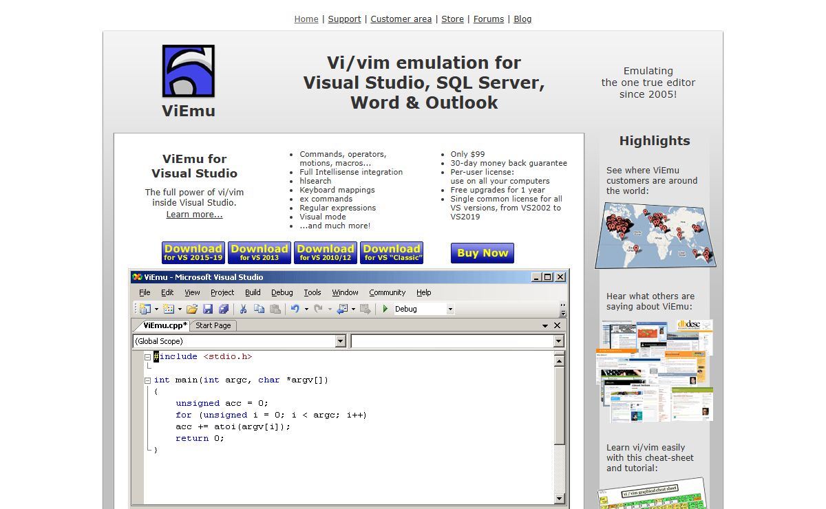 ViEmu: vi-vim editor emulation for Visual Studio, Word, Outlook and SQL Server
