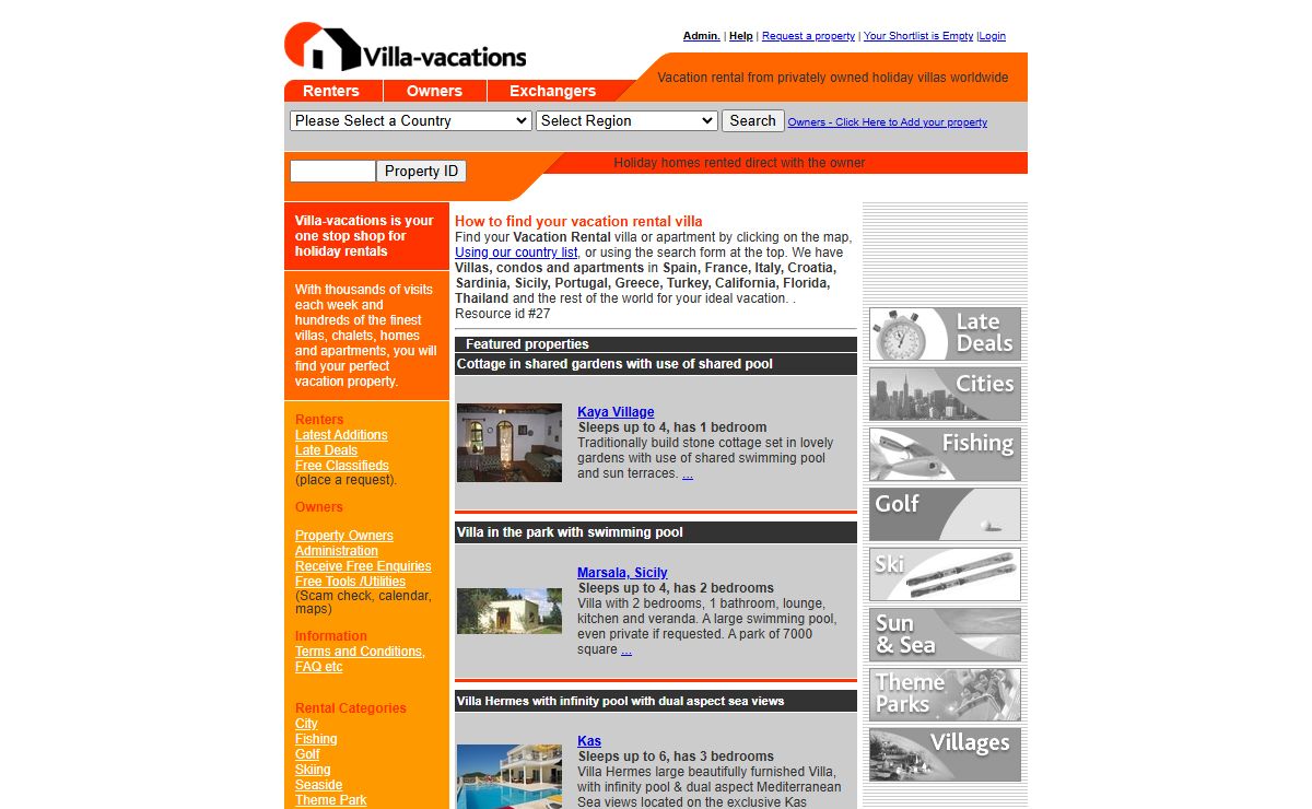 Vacation Rental of Villas and Apartments. Holiday in France,Spain, Greece, Turkey, Sardinia, Florida, Italy, Sardinia Etc.