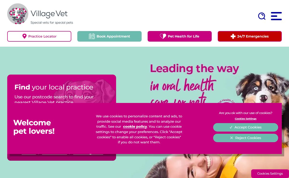 Village Vet London, with Vets Hertfordshire and Vets Cambridgeshire