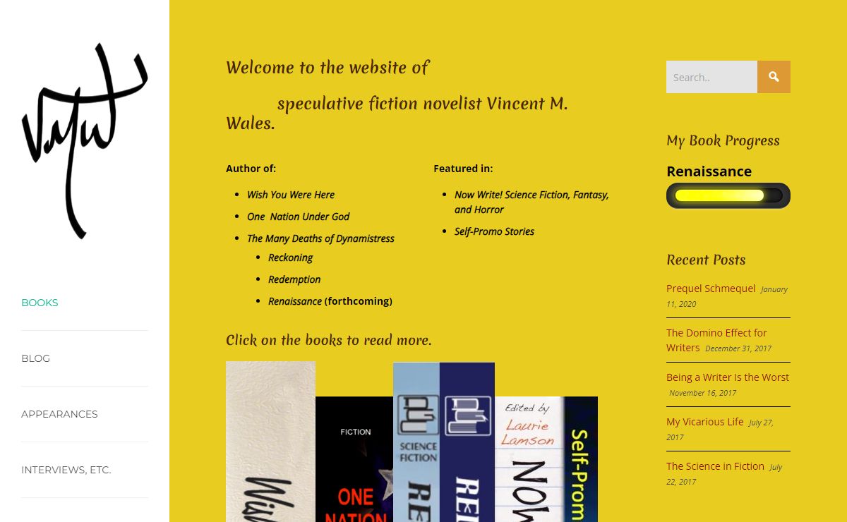 Vincent M. Wales - Speculative Fiction Novelist | Fiction That Makes You Think