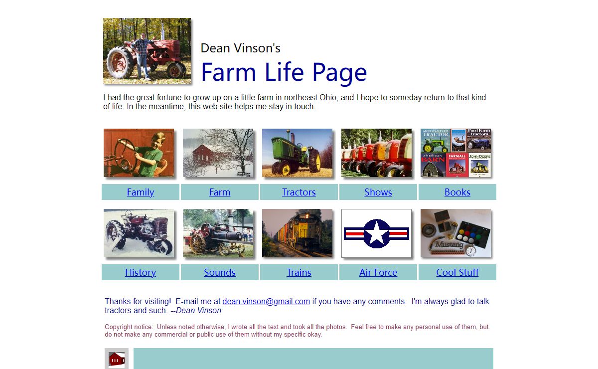 Dean Vinson's Farm Life Page