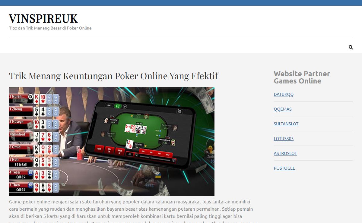 vinspireuk – Tips dan Trik Menang Besar di Poker Online