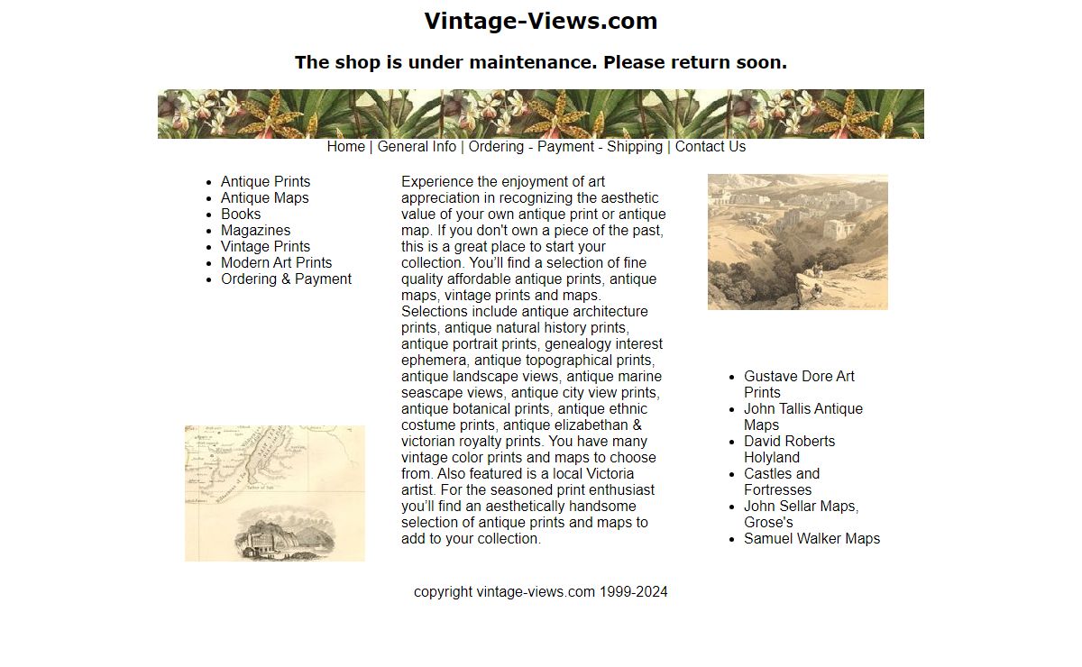 Antique Prints and Antique Maps from Vintage-views.com Vintage Prints Antique Books