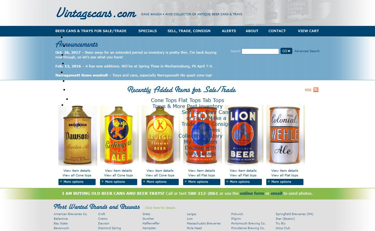 Vintagecans.com is Buying Vintage Beer Cans and Vintage Beer Trays