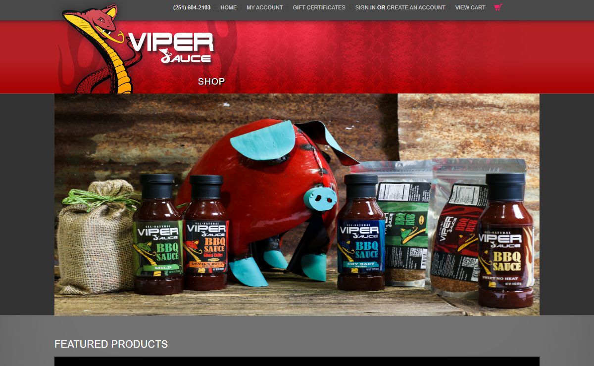 Viper Sauce BBQ Mixes, Rubs and Sauces - Alabama