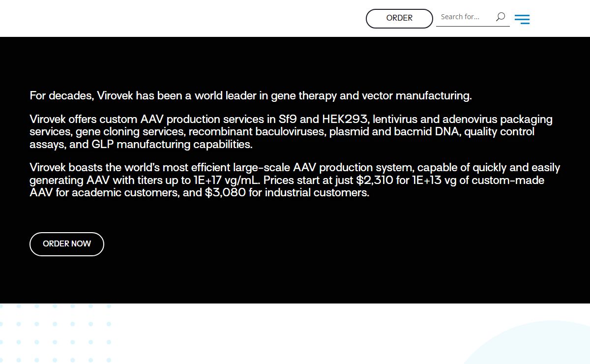 VIROVEK | BAC-TO-AAV Technology For Large Scale AAV Production