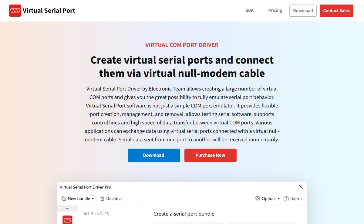 Virtual COM Port Driver: create virtual COM ports in a system